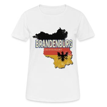 Brandenburg Deutschland Retro Bundesland Landkarte - Frauen T-Shirt atmungsaktiv - Weiß - Vorne - AI Model Female 172 dark (172cm)