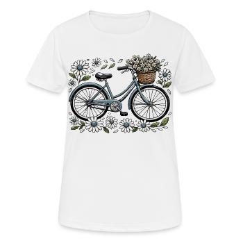 Vintage Fahrrad mit Blütenkorb - Frauen T-Shirt atmungsaktiv - Weiß - Vorne - AI Model Female 172 dark (172cm)