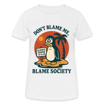 Inselpinguin-Satire-Tee - Frauen T-Shirt atmungsaktiv - Weiß - Vorne - AI Model Female 172 dark (172cm)