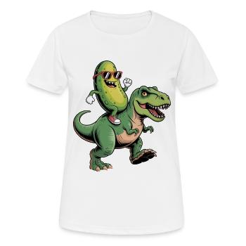 Saure Gurke reitet auf Dinosaurier - Frauen T-Shirt atmungsaktiv - Weiß - Vorne - AI Model Female 172 dark (172cm)