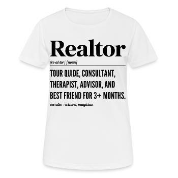 Définition Humour Agent Immobilier - Realtor - T-shirt respirant Femme - blanc - Devant - AI Model Female 172 dark (172cm)