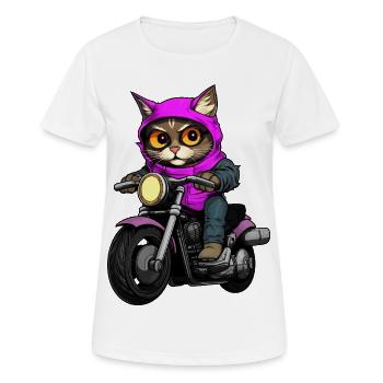 Cats Motocyclistes / Motocyclistes - T-shirt respirant Femme - blanc - Devant - AI Model Female 172 dark (172cm)