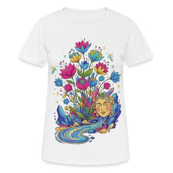 Jungbrunnen Quelle Fluss Traumlandschaft Glück - Frauen T-Shirt atmungsaktiv - Weiß - Vorne - AI Model Female 172 dark (172cm)