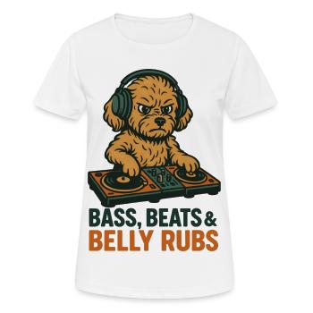 DJ Maltipoo : Basse, Beats & Belly Flats Design rétro - T-shirt respirant Femme - blanc - Devant - AI Model Female 172 dark (172cm)