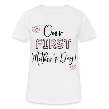Premier bébé de la fête des mères - T-shirt respirant Femme - blanc - Devant - AI Model Female 172 dark (172cm)