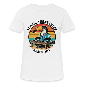 Toucan DJ Tropic Turntables Beach Mix - T-shirt respirant Femme - blanc - Devant - AI Model Female 172 dark (172cm)