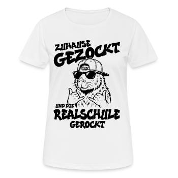 Zuhause gezockt Realschule gerockt Schulabschluss - Frauen T-Shirt atmungsaktiv - Weiß - Vorne - AI Model Female 172 dark (172cm)