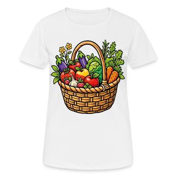 Bio-Gemüsegartenkorb - Frauen T-Shirt atmungsaktiv - Weiß - Vorne - AI Model Female 172 dark (172cm)