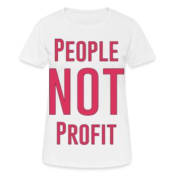 Menschen, keine Gewinne - Frauen T-Shirt atmungsaktiv - Weiß - Vorne - AI Model Female 172 dark (172cm)