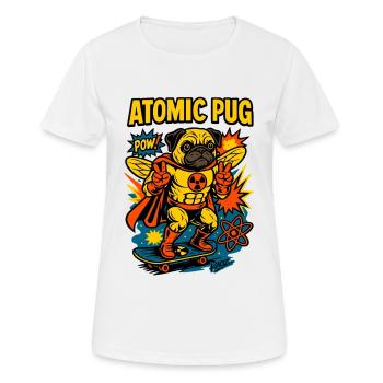 Atomic Pug Hero an Bord - Frauen T-Shirt atmungsaktiv - Weiß - Vorne - AI Model Female 172 dark (172cm)
