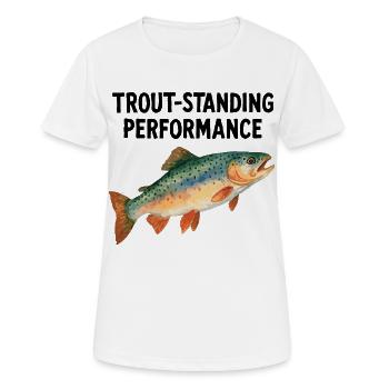 Trout Watercolor: Trout-standing Performance - Women's Breathable T-Shirt - white - Front - AI Model Female 172 dark (172cm)