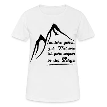 Ich gehe nicht zur Therapie ich gehe in die Berge - Frauen T-Shirt atmungsaktiv - Weiß - Vorne - AI Model Female 172 dark (172cm)