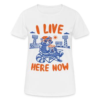 Lustiger Waschbär Ich wohne jetzt hier Baseball - Frauen T-Shirt atmungsaktiv - Weiß - Vorne - AI Model Female 172 dark (172cm)