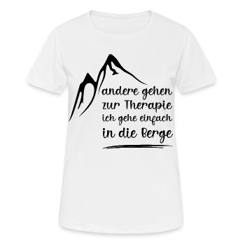Ich gehe nicht zur Therapie ich gehe in die Berge - Frauen T-Shirt atmungsaktiv - Weiß - Vorne - AI Model Female 172 dark (172cm)