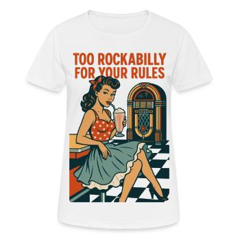 Pin-Up Girl at the 50s Diner: Too Rockabilly for Rules - Women's Breathable T-Shirt - white - Front - AI Model Female 172 dark (172cm)