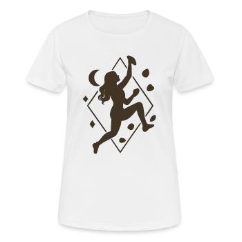 Boho Bouldering Woman: Geometric Climbing Silhouette - Women's Breathable T-Shirt - white - Front - AI Model Female 172 dark (172cm)