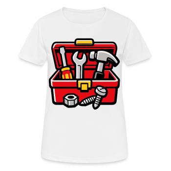 DIY-Werkstatt-Werkzeugkiste - Frauen T-Shirt atmungsaktiv - Weiß - Vorne - AI Model Female 172 dark (172cm)