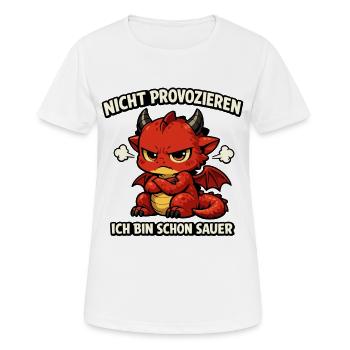 Nicht provozieren Drachen Spruch im Comicstil - Frauen T-Shirt atmungsaktiv - Weiß - Vorne - AI Model Female 172 dark (172cm)
