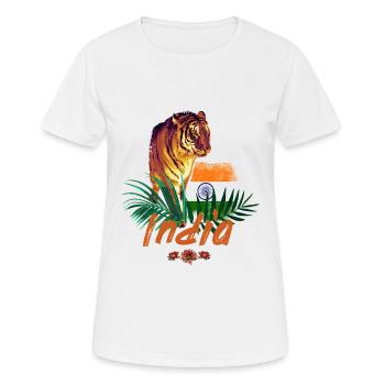 Souvenir de fête du tigre vintage indien avec drapeau - T-shirt respirant Femme - blanc - Devant - AI Model Female 172 dark (172cm)