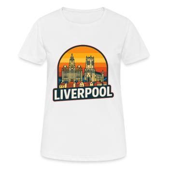 Design rétro de coucher de soleil de Liverpool Skyline vintage - T-shirt respirant Femme - blanc - Devant - AI Model Female 172 dark (172cm)