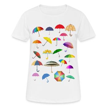 A pile full of colorful umbrellas - Women's Breathable T-Shirt - white - Front - AI Model Female 172 dark (172cm)