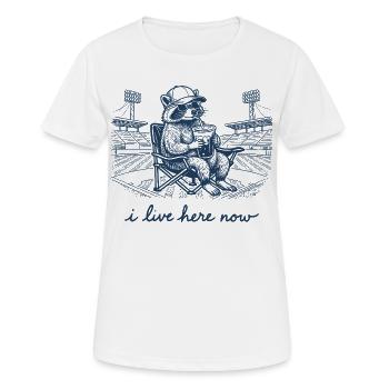 Lustiger Waschbär-Baseball Ich wohne jetzt hier - Frauen T-Shirt atmungsaktiv - Weiß - Vorne - AI Model Female 172 dark (172cm)