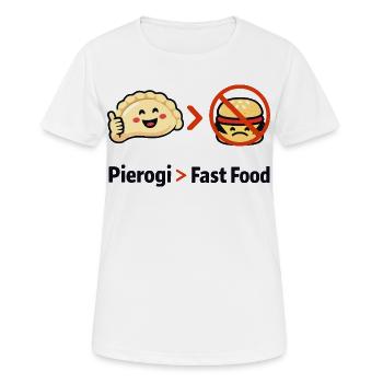 Pierogi statt Fast Food - Frauen T-Shirt atmungsaktiv - Weiß - Vorne - AI Model Female 172 dark (172cm)