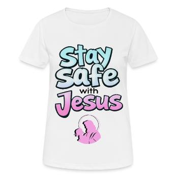 Stay Safe Jesus - Women's Breathable T-Shirt - white - Front - AI Model Female 172 dark (172cm)