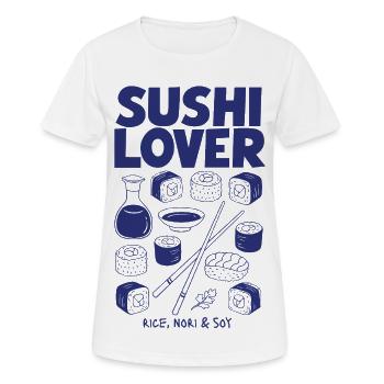 Amoureux du sushi : riz, nori et soja - T-shirt respirant Femme - blanc - Devant - AI Model Female 172 dark (172cm)