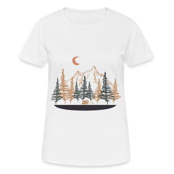 Nuit de camp en montagne – Tentes, pins et étoiles - T-shirt respirant Femme - blanc - Devant - AI Model Female 172 dark (172cm)