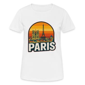 Paris Skyline Retro Sonnenuntergangskunst Eiffelturm - Frauen T-Shirt atmungsaktiv - Weiß - Vorne - AI Model Female 172 dark (172cm)