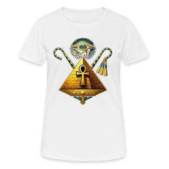 Pyramide Ankh et Œil d'Horus Doré - T-shirt respirant Femme - blanc - Devant - AI Model Female 172 dark (172cm)