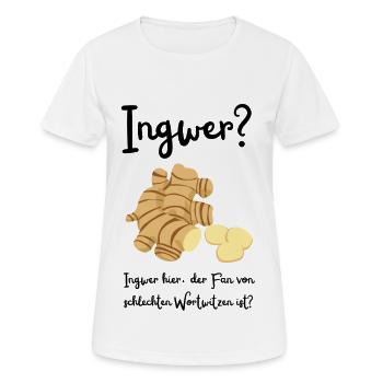 Ingwer - Wortwitz - Frauen T-Shirt atmungsaktiv - Weiß - Vorne - AI Model Female 172 dark (172cm)