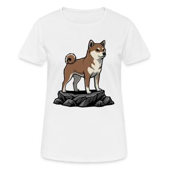 Shiba Inu Dog Portrait Redhead Japan - Women's Breathable T-Shirt - white - Front - AI Model Female 172 dark (172cm)