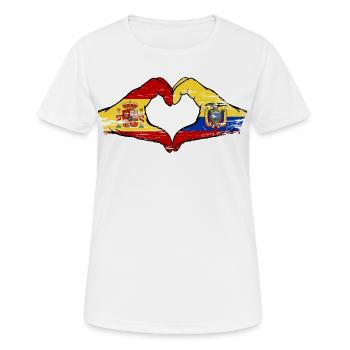 Spanien Ecuador Flagge Herz used - Frauen T-Shirt atmungsaktiv - Weiß - Vorne - AI Model Female 172 dark (172cm)