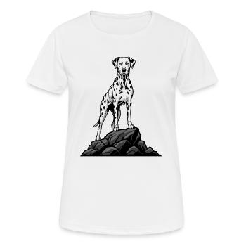 Chien Dalmatien sur Rocher Portrait Tacheté Noir - T-shirt respirant Femme - blanc - Devant - AI Model Female 172 dark (172cm)