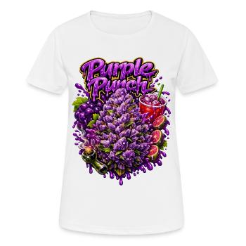 Imprimé graffiti violet à la perforation - T-shirt respirant Femme - blanc - Devant - AI Model Female 172 dark (172cm)