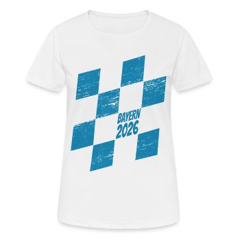 Bayern 2026 Rauten blau weiß - Frauen T-Shirt atmungsaktiv - Weiß - Vorne - AI Model Female 172 dark (172cm)