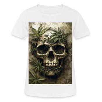 Schädel mit Hanfblättern - Frauen T-Shirt atmungsaktiv - Weiß - Vorne - AI Model Female 172 dark (172cm)