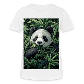 Panda im Cannabisblatt Traum - Frauen T-Shirt atmungsaktiv - Weiß - Vorne - AI Model Female 172 dark (172cm)