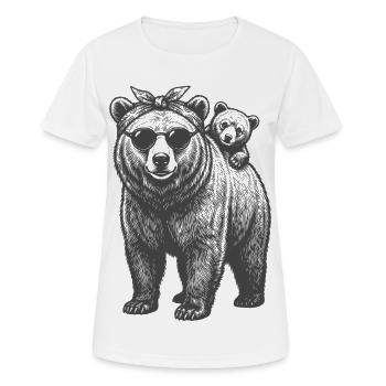 Two Bears Mom Bear Sunglasses Mother Child Baby - Women's Breathable T-Shirt - white - Front - AI Model Female 172 dark (172cm)