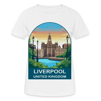 Illustration du front de mer de Liverpool Skyline au Royaume-Uni - T-shirt respirant Femme - blanc - Devant - AI Model Female 172 dark (172cm)