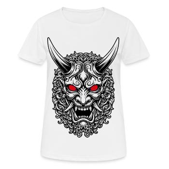 Japanisches rotes Porträt Oni-Maske - Frauen T-Shirt atmungsaktiv - Weiß - Vorne - AI Model Female 172 dark (172cm)