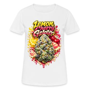 Zitronenkirsch-Gelato-Graffiti-Druck - Frauen T-Shirt atmungsaktiv - Weiß - Vorne - AI Model Female 172 dark (172cm)