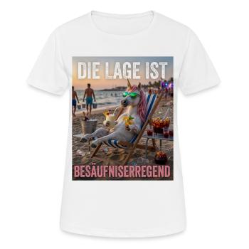 Die Lage ist Besäufniserregend Einhorn Party - Frauen T-Shirt atmungsaktiv - Weiß - Vorne - AI Model Female 172 dark (172cm)