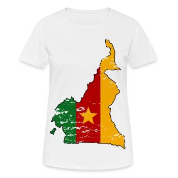 Cameroon Flag Map used - Women's Breathable T-Shirt - white - Front - AI Model Female 172 dark (172cm)