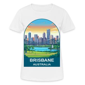 Brisbane Australia Story Bridge Travel Poster - Women's Breathable T-Shirt - white - Front - AI Model Female 172 dark (172cm)