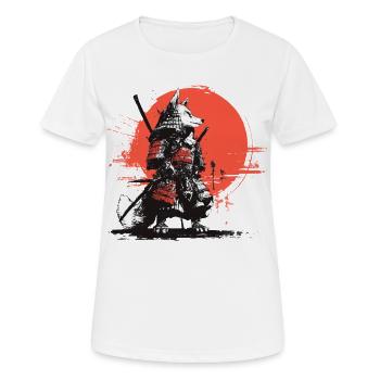 Samouraï Renard en armure solaire rouge - T-shirt respirant Femme - blanc - Devant - AI Model Female 172 dark (172cm)
