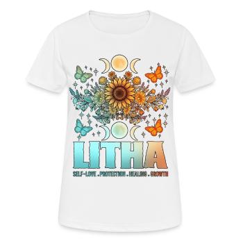 Litha Pagan: Sommersonnenwende, Mittsommer, Mittsommer, Mittsommer. - Frauen T-Shirt atmungsaktiv - Weiß - Vorne - AI Model Female 172 dark (172cm)