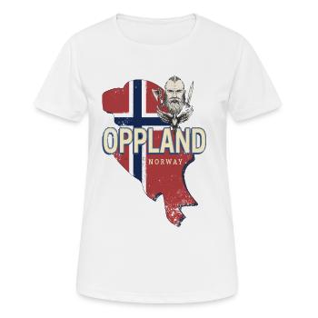 Province d’Oppland en Norvège avec carte souvenir - T-shirt respirant Femme - blanc - Devant - AI Model Female 172 dark (172cm)